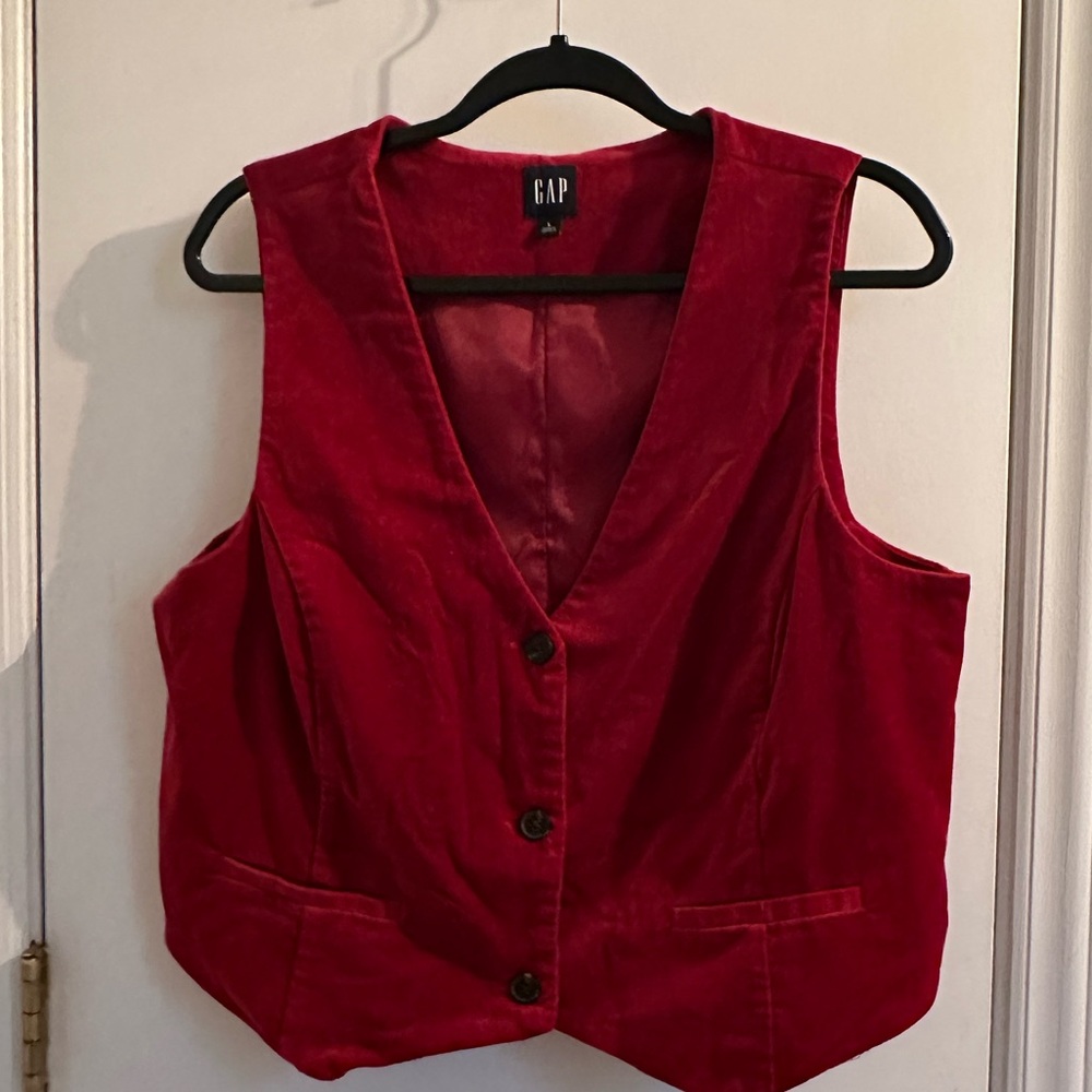 GAP Women's Red Velvet Vest Top Large